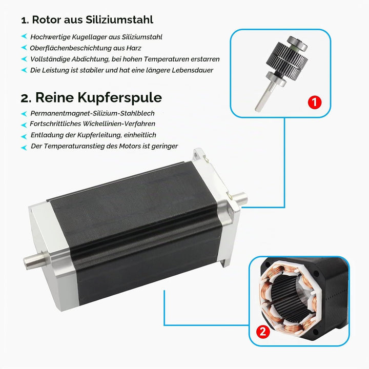 RATTMMOTOR Nema 23 Schrittmotor Doppelwelle 57 Stepper Motor 2.8Nm (425oz.in) 3A 1.8 Grad 4 Anschlus