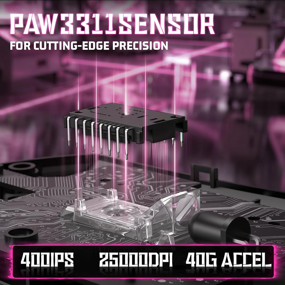 ATTACK SHARK V3 Kabellose Gaming-Maus, 65g Ultraleicht, Optischer Sensor PAW3311, 25K DPI, 1K Pollin