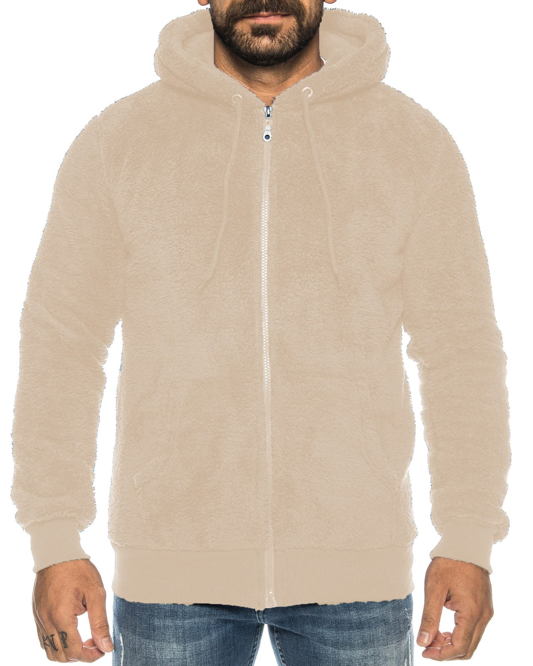 Raff &Taff Herren Kapuzenjacke Teddy Fleece Plüschjacke mit Kapuze Casuale Zip Hoodie Cardigan mit K