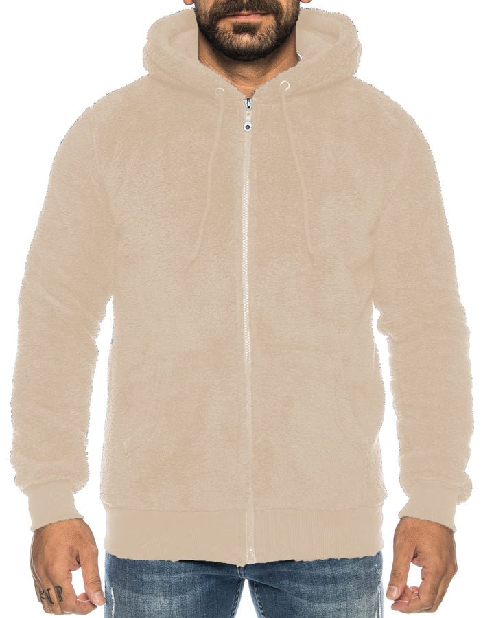 Raff &Taff Herren Kapuzenjacke Teddy Fleece Plüschjacke mit Kapuze Casuale Zip Hoodie Cardigan mit K