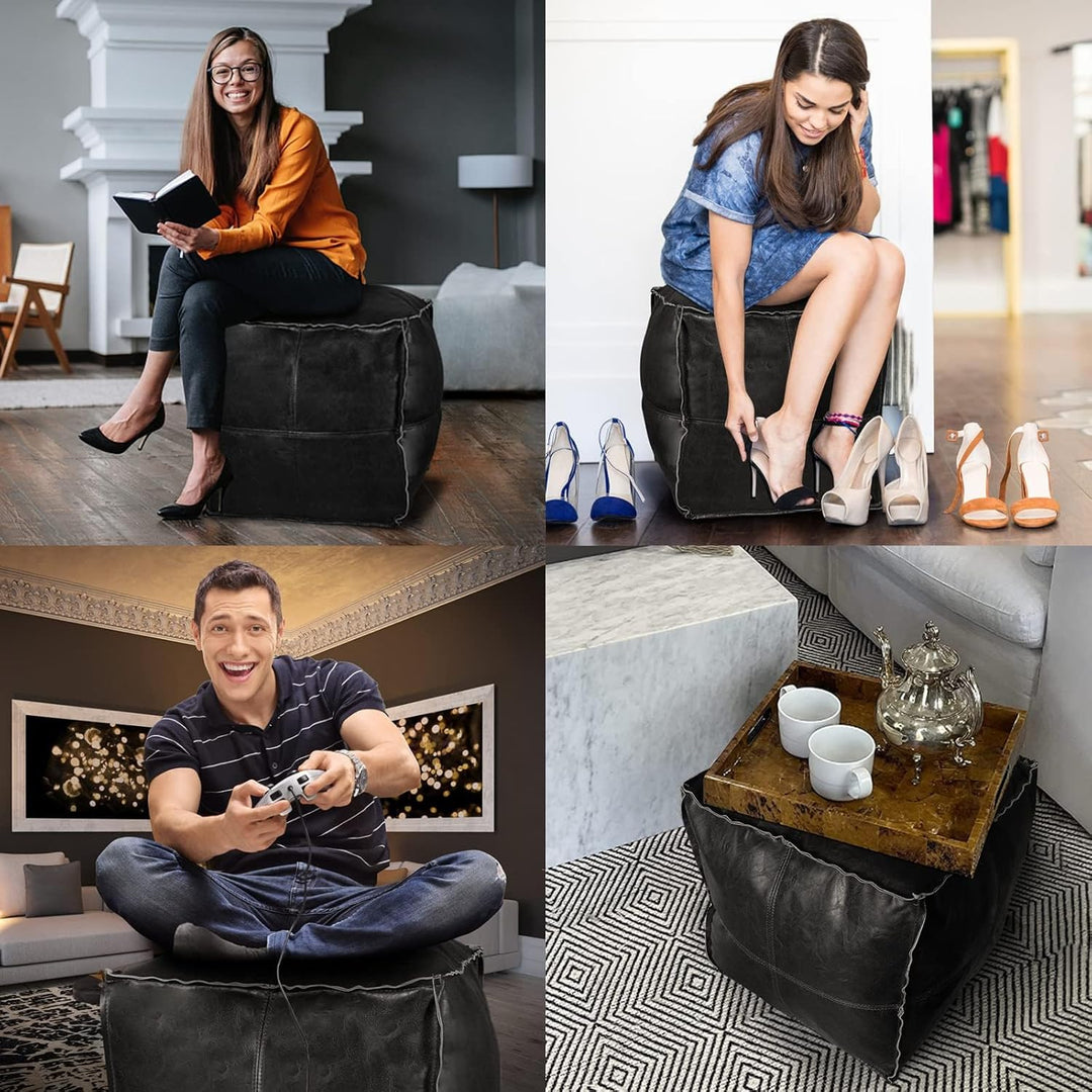 Louis Donné Ungepolsterter Ottoman Pouf Bezug,17.7" Square Pouf Ottoman Fusshocker Sitzsack für Spei