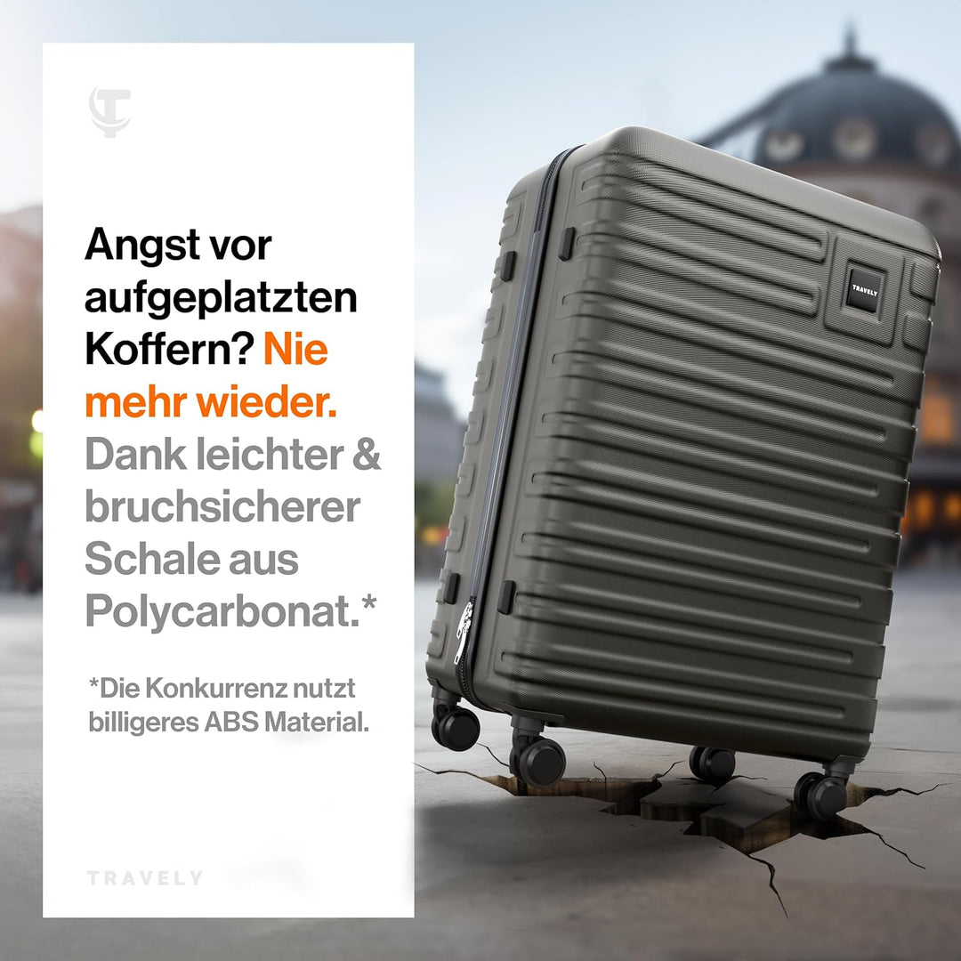Travely Premium Koffer Gross: 28" Jede Menge Platz mit mehr als 120L Volumen, sehr robuster Hartscha