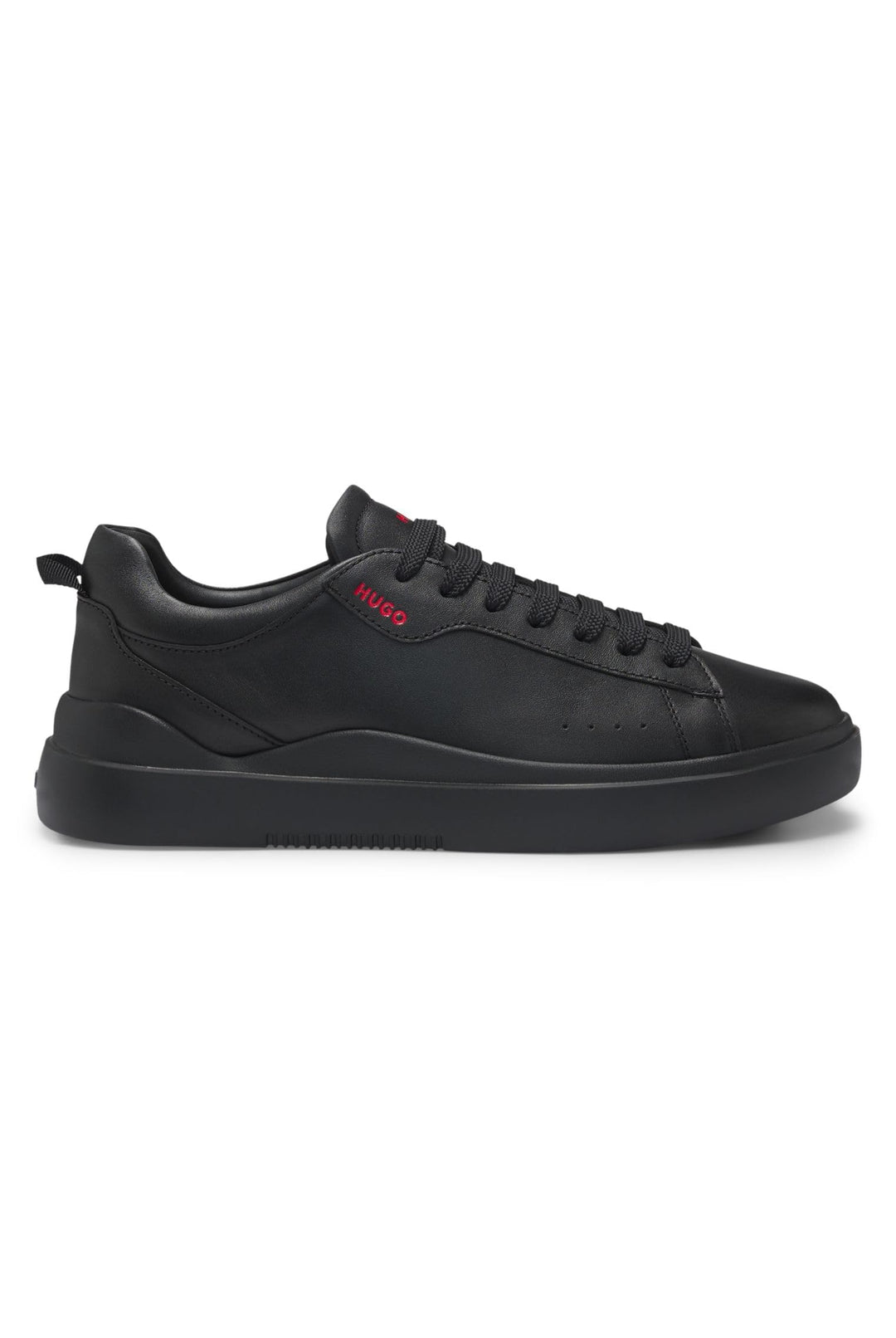 HUGO Herren Blake Tenn Sneakers aus Glattleder mit kontrastfarbenem Branding Grösse 39 EU Schwarz, 3