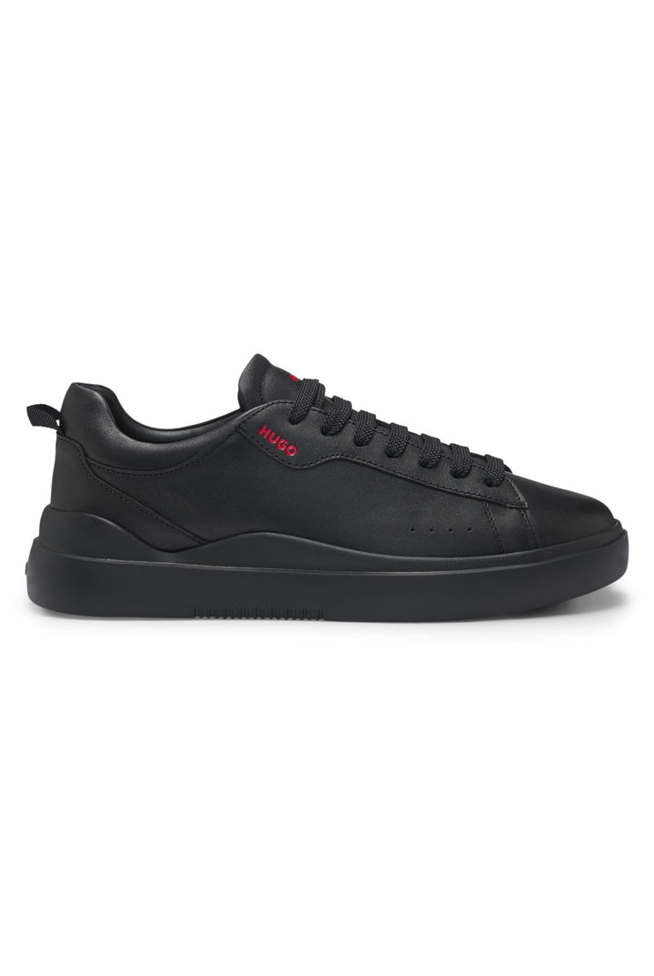 HUGO Herren Blake Tenn Sneakers aus Glattleder mit kontrastfarbenem Branding Grösse 40 EU Schwarz, 4