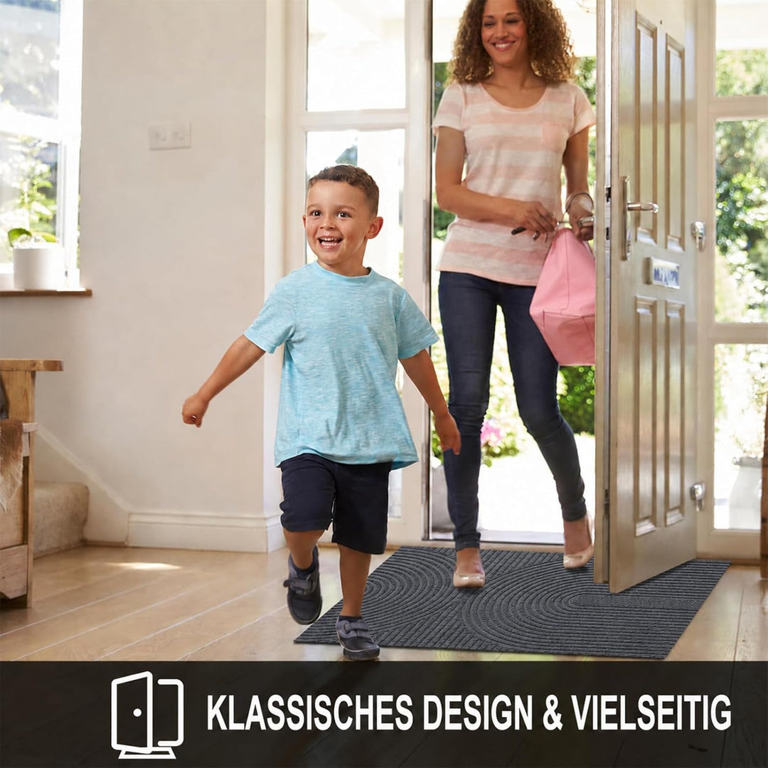 Fussmatte 60x90 cm Innen und Aussen - rutschfeste Schmutzfangmatte - Waschbar Fussmatte, Wasserdicht