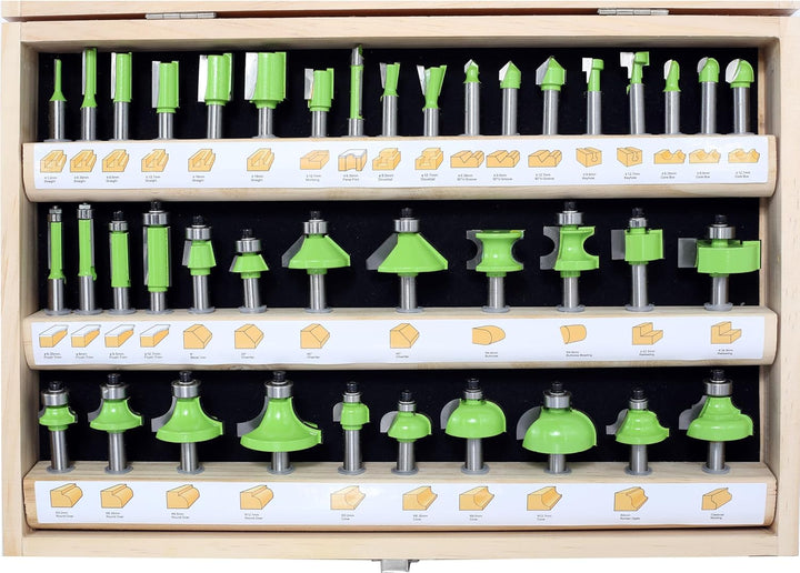 AKYLIN Fräser Set 40-tlg,Fräser Set 8mm Schaft,Fräser für Oberfräse,Holzfräser Wolframkarbid Hartmet