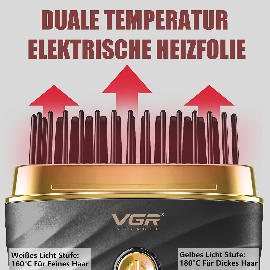 VGR 585 Kabellose Glättungsbürste Mini Mit 2 Temperaturstufen USB-Aufladung | Haarglätter Bürste Mit