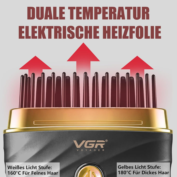 VGR 585 Kabellose Glättungsbürste Mini Mit 2 Temperaturstufen USB-Aufladung | Haarglätter Bürste Mit