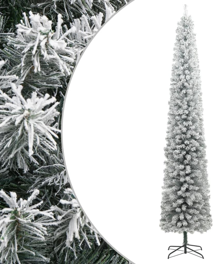 vidaXL Weihnachtsbaum Schlank, Christbaum mit Metallständer, Weihnachtsdekoration mit weissem Kunsts