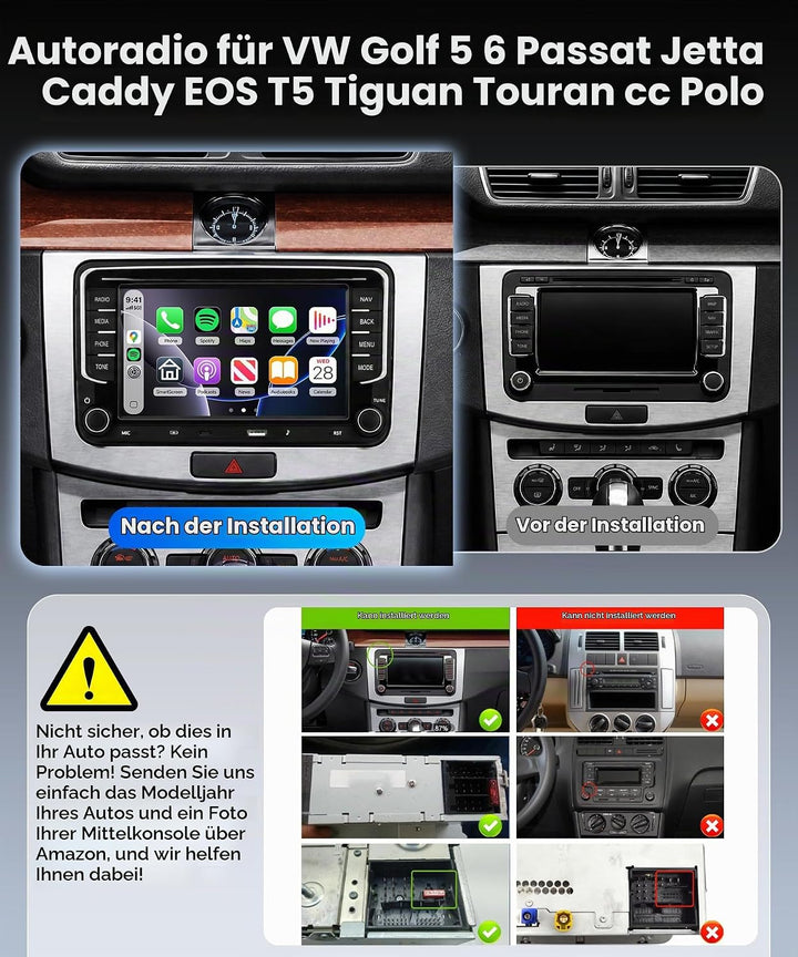 VECHTEL 4G+64G Autoradio Android 15 für VW Golf 5 6 Passat Jetta Caddy EOS T5 Tiguan Touran CC Polo,