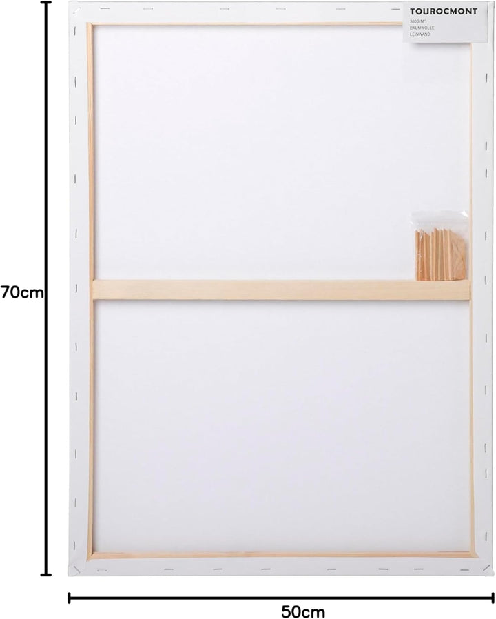 Keilrahmen 3er Set Leinwand 50x70 cm aus 100% Baumwolle 380 g/m² Leinwand Set Maltuch zum Malen 50x7
