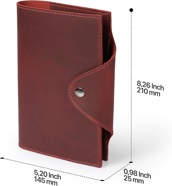 Londo Echtleder Schreibmappe Konferenzmappe mit Notizblock Notizblock und Schloss Rot M, Rot M