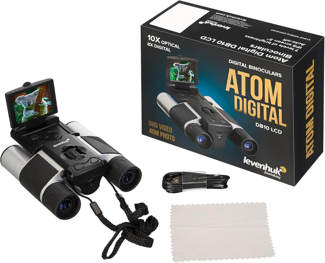 Levenhuk Atom Digital DB10 LCD Kompaktes, Leichtes und Leistungsstarkes Fernglas mit Integriertem LC
