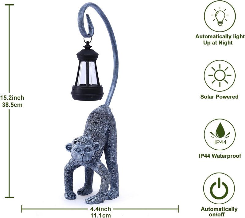 Yeomoo Affen Gartenfiguren Deko mit Solarlampen für Aussen Gartendeko: AFFE Figuren mit Solar Lichte