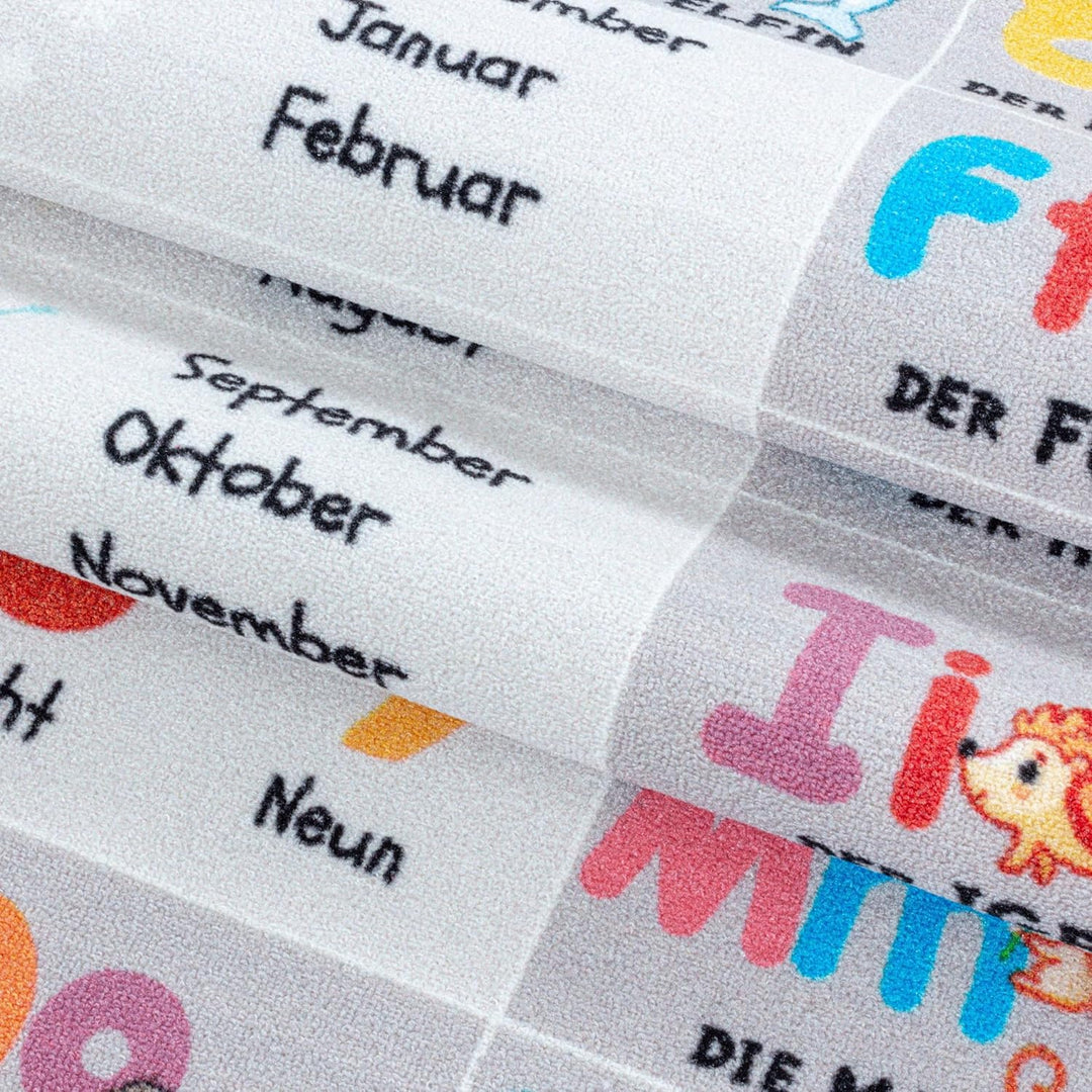 Kinderteppiche für Kinder Alphabet Buchstaben Zahlen Tiere Spielteppich Waschbar Jungen &amp; Mädchen Te