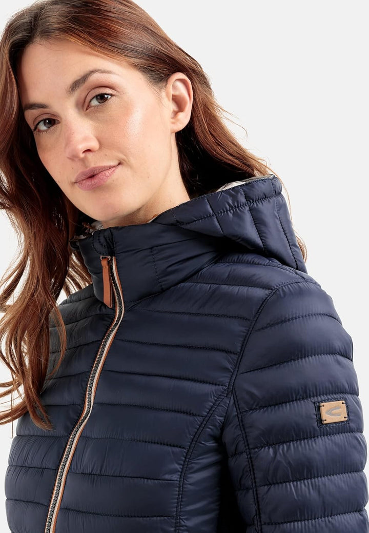 camel active Damen leichte Steppjacke mit Abnehmbarer Kapuze, 38 Blouson Dunkelblau