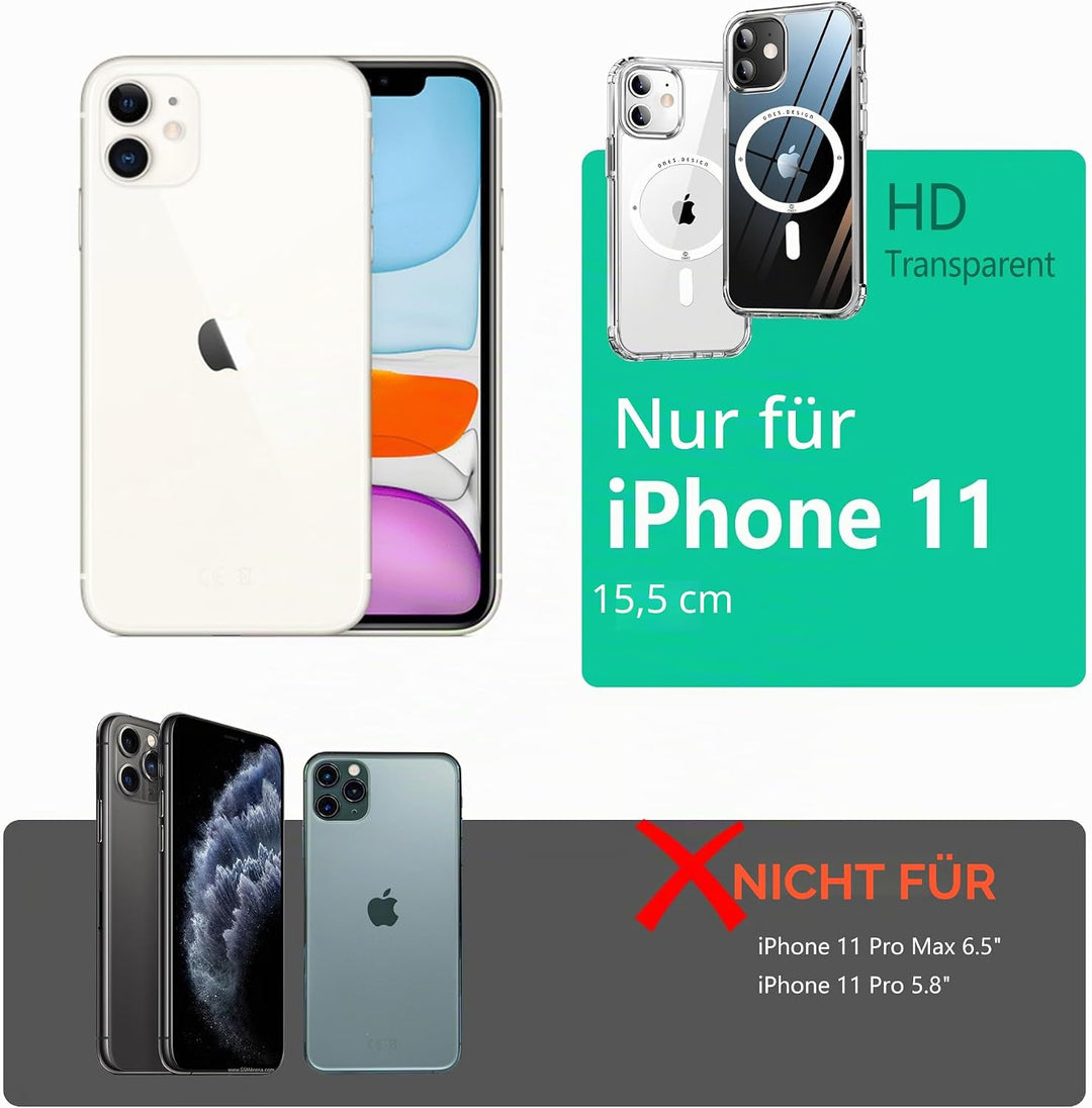 ONES Magnetisches HandyHülle für iPhone 11, Kompatibel mit MagSafe, Militärnorm Schutz Dünne Hülle,
