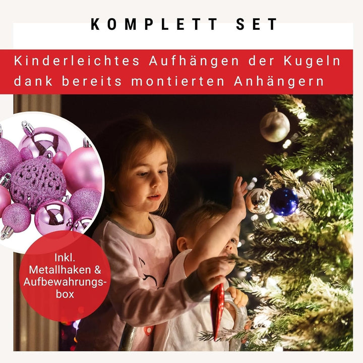 WOMA Christbaumkugeln Set Rosa & 22 weiteren Farben - 50er & 100er Weihnachtskugeln Set - Weihnachts