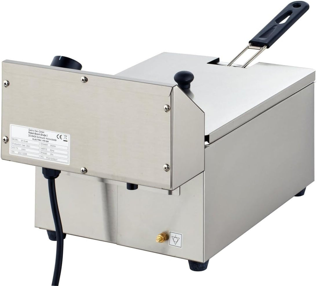 GastroHero Elektro Fritteuse 6L I Edelstahl-Fritteuse mit Thermostat und Überhitzungsschutz I Kompak