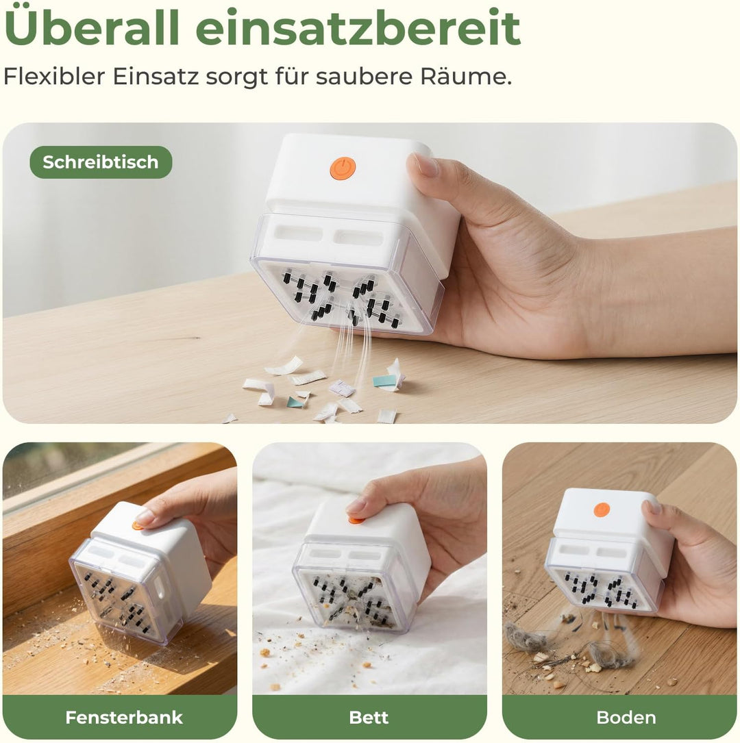 HOKO Mini Tischstaubsauger, USB-C wiederaufladbar, 20 Bürsten für Krümel, Staub für Schreibtisch und