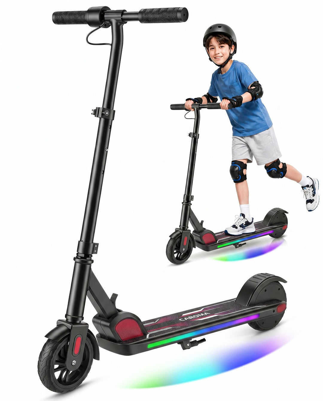 Caroma Elektroroller für Kinder von 6-12 Jahren, 150W Motor bis 16 km/h E Scooter, Faltbarer E Rolle