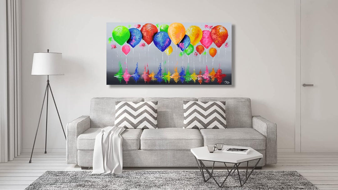 Monica Mirafiori I 100% HANDGEMALT I Gemälde 99 Luftballons 100x50cm | Gemälde Handgemalt | Acrylgem