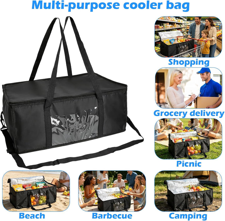 Kühltasche Gross 60L, Kühltasche Faltbar, Isoliertasche, Thermotasche, Einkaufstasche Faltbar - Oxfo