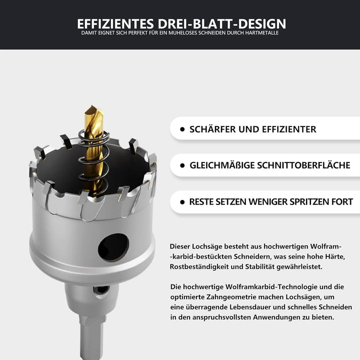 CSOOM Upgrade Hochleistungs-Hartmetall-Lochsäge 14 stück,TCT Lochschneider, mit 2 * Extra Titan-besc