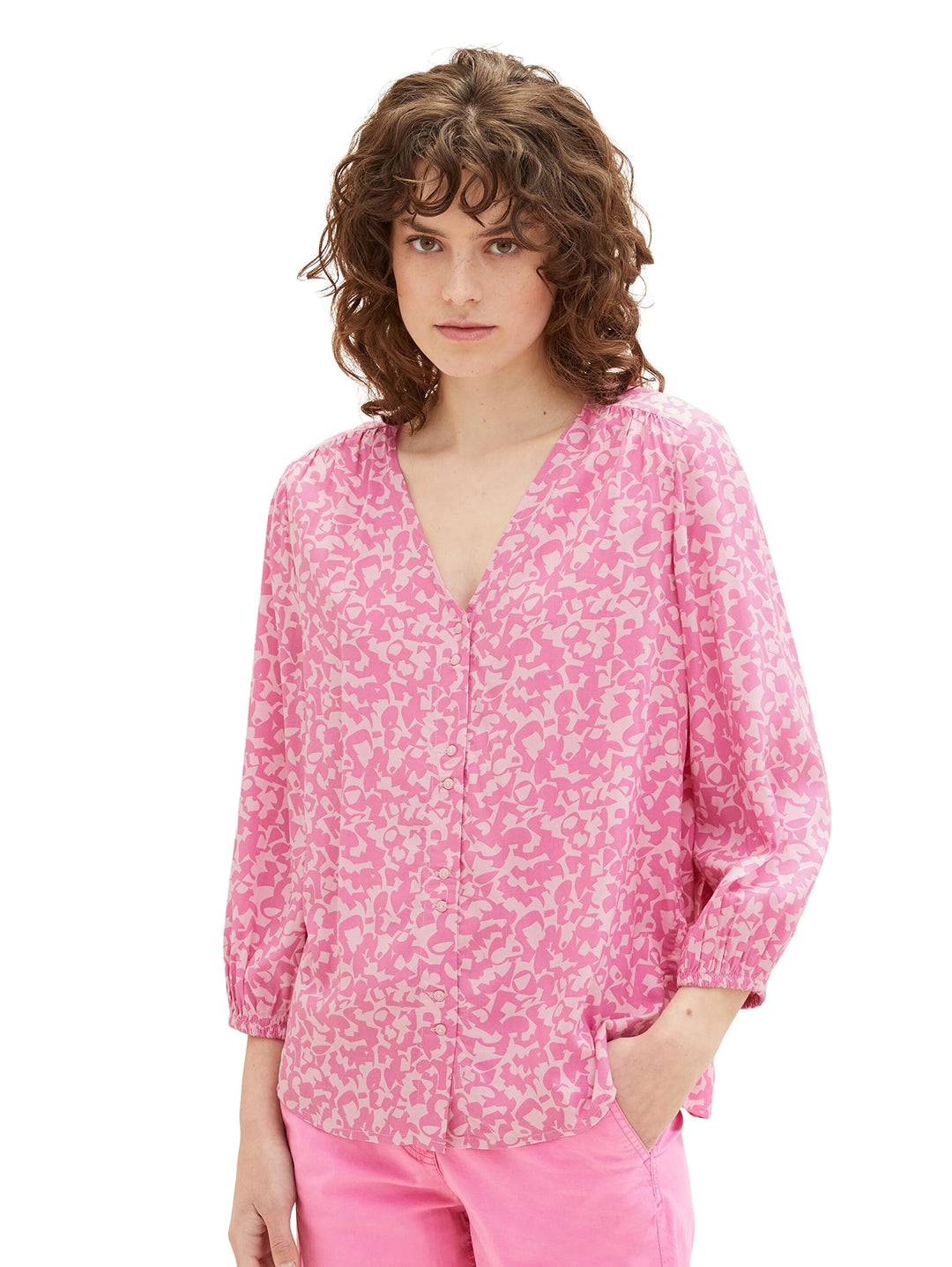 TOM TAILOR Women's blouse with pattern 32 31745 - Pink Geo Design, 32 31745 - Pink Geo Design