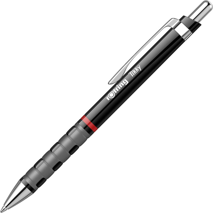 rOtring Tikky-Kugelschreiber | blaue Tinte | mittlere Spitze (1,0 mm) | Schwarzer Schaft | federleic