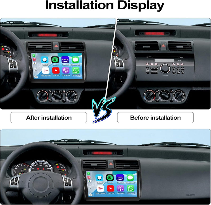 CAMECHO Android 11 Autoradio für Suzuki Swift(2003-2010),Carplay Android Auto Mirror Link Wireless,1