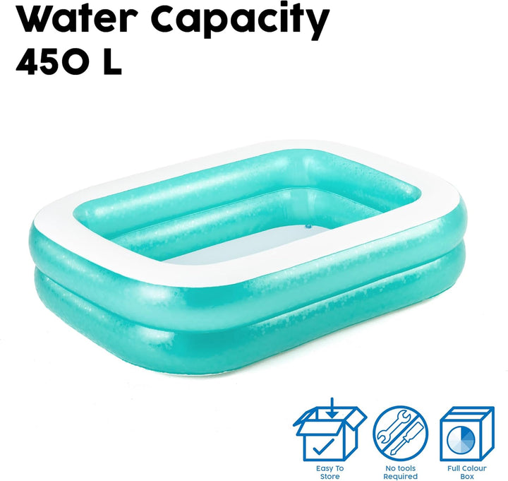 Bestway 54005 Aufblasbarer durchsichtiger Familienpool, 201 x 150 x 51 cm - Grün, 201 x 150 x 51 cm