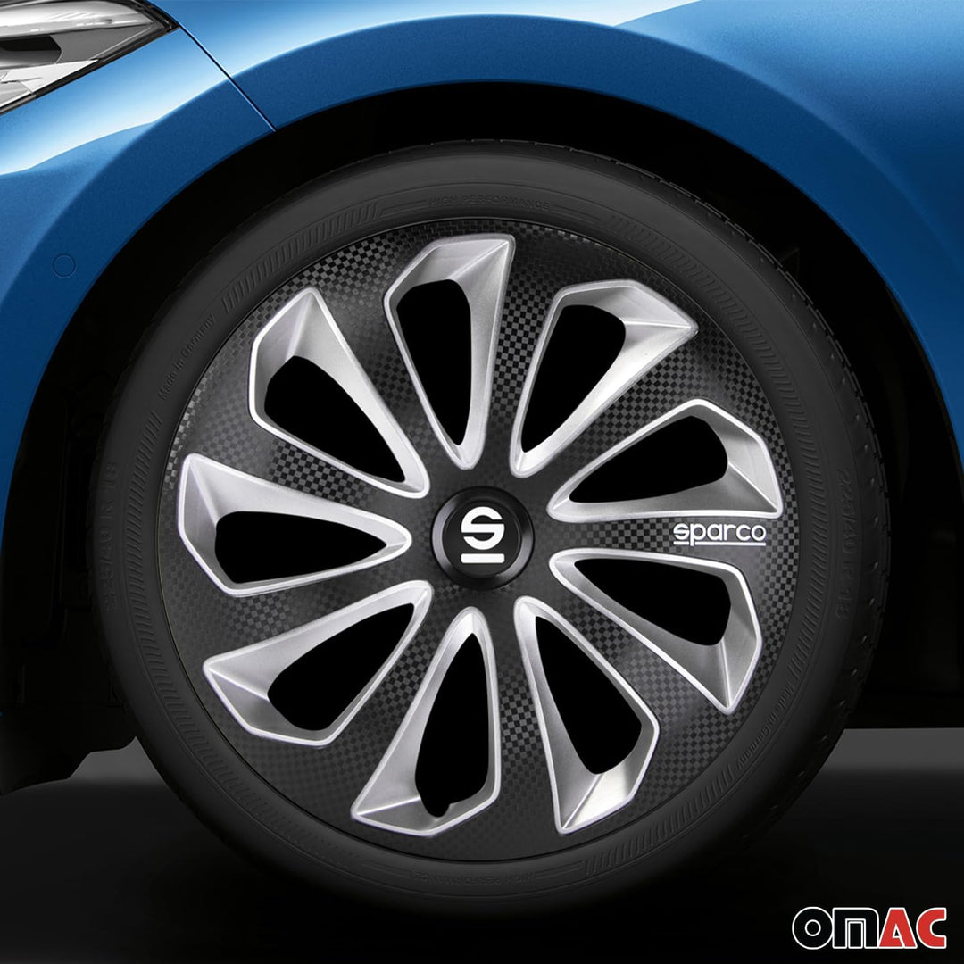 Satz Sparco Radzierblenden Sicilia 14-Zoll Schwarz/Silber/Karbon