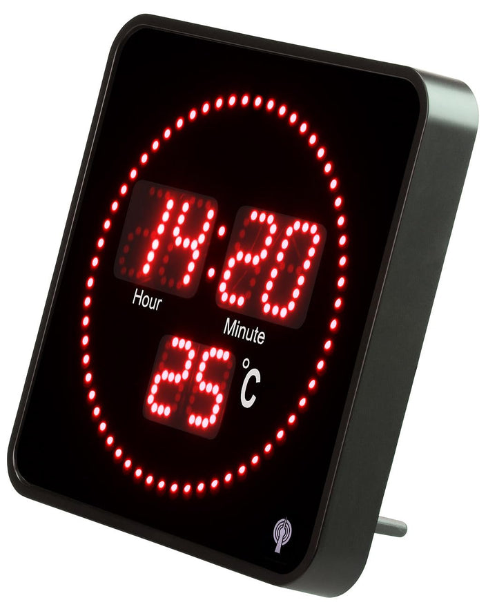 Lunartec Wanduhr Digital: Flache LED-Funk-Tisch- und Wanduhr, Temperatur-Anzeige, rote LEDs (Uhren,