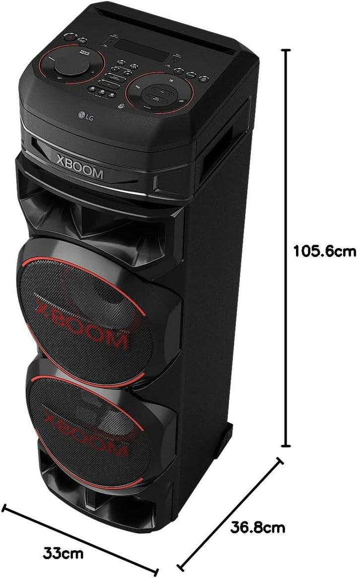 LG XBOOM RNC9, 2-Wege-Soundsystem mit 4 Lautsprechern (Dolby Audio, Karaoke- & DJ-Funktionen, Beleuc