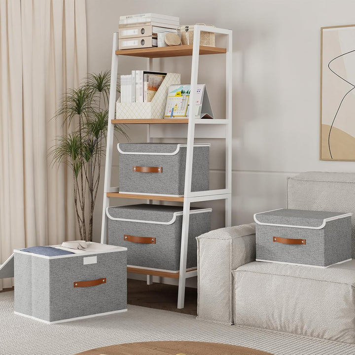 Yawinhe 3 Stück Aufbewahrungsbox mit Deckel, Faltbare Stoffboxen, Waschbare, für Schlafzimmer, Kleid