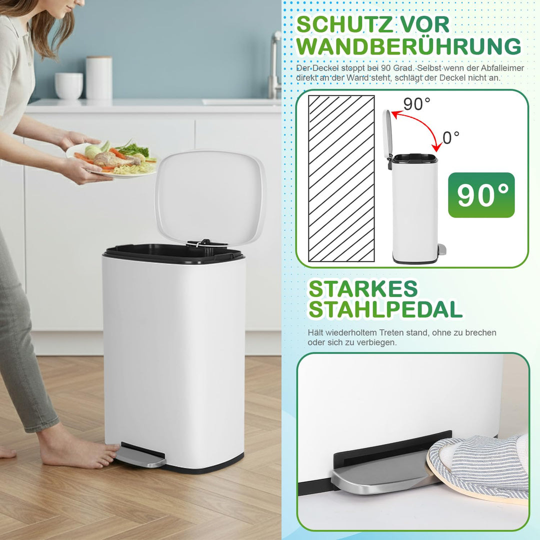 BestOffice 50 L Mülleimer Küche Mülleimer mit Deckel für Büro Schlafzimmer Badezimmer Schritt Müllei