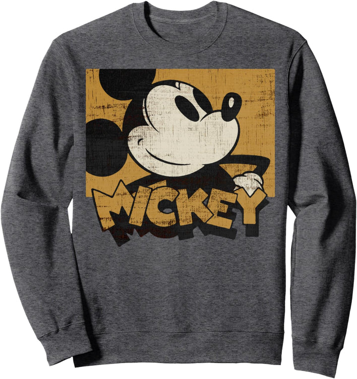 Disney Mickey And Friends Mickey Distressed Text Portrait Sweatshirt
