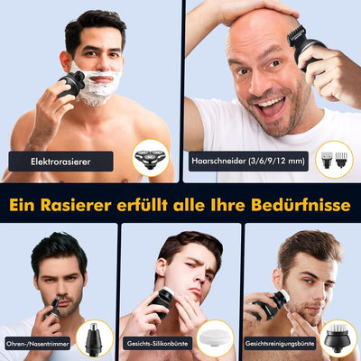 ETENTOUS Rasierer Herren Elektrisch, 5 in 1 Elektrorasierer Herren 3D Rasur Barttrimmer -Kabellos wi