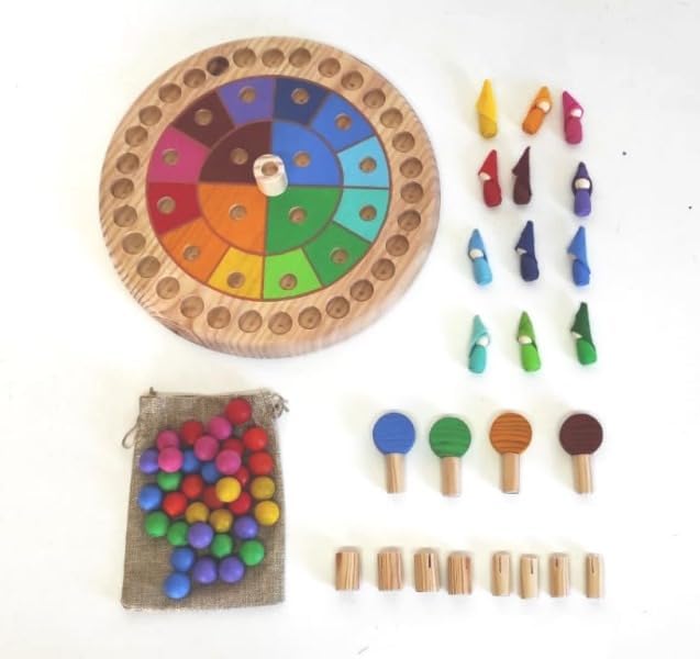 Waldorf Montessori manipulativer Jahreskalender für Kinder aus Holz