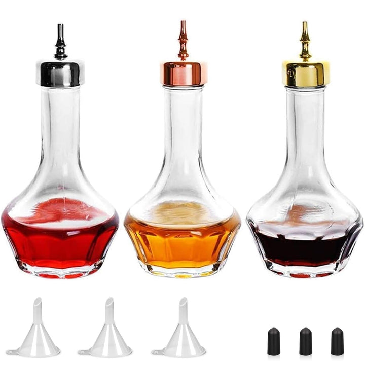 Suprobarware Bitters Bottle Set von 3 Glas-Bitter-Flaschen mit Armaturenbrett, 50 ml, ideal für Bark