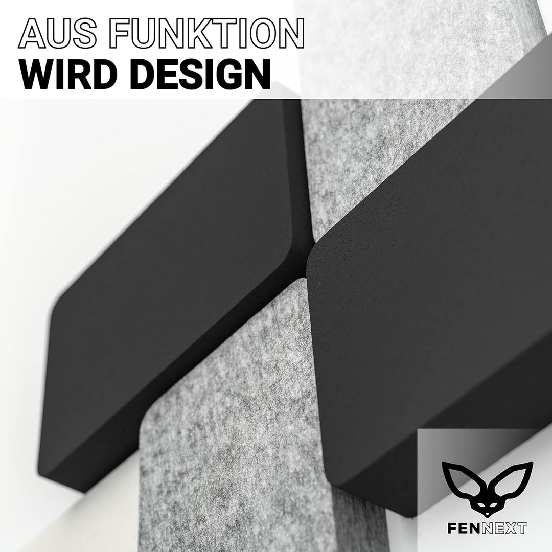 FENNEXT® Schallabsorber Wand Paneele [6 Stk.] für spürbar reduzierte Geräusche I Modernes Akustikbil