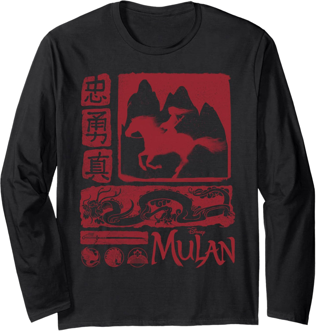 Disney Mulan Live Action Red Block Art Langarmshirt