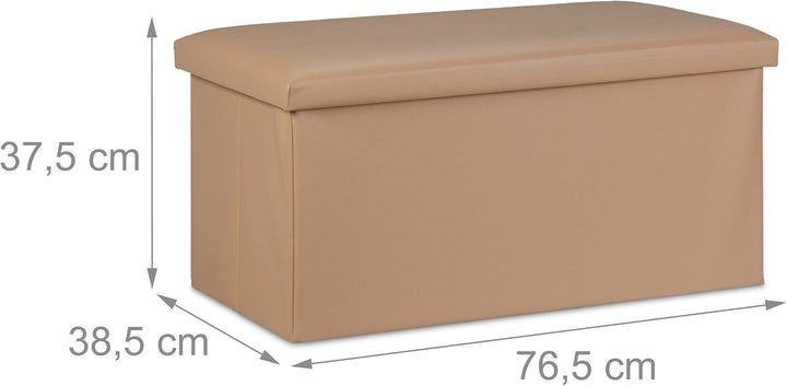 Relaxdays Sitzbank, Stauraum, Kunstleder, faltbar, gepolstert, Flur, Schlafzimmer, HBT 37,5 x 76,5 x