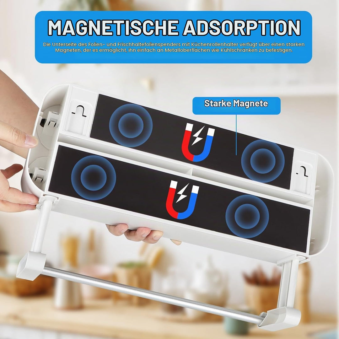 DBREAKS Wandrollenhalter Küche 3-in-1 Frischhaltefolienspender, küchenrollenhalter magnetisch, Frisc