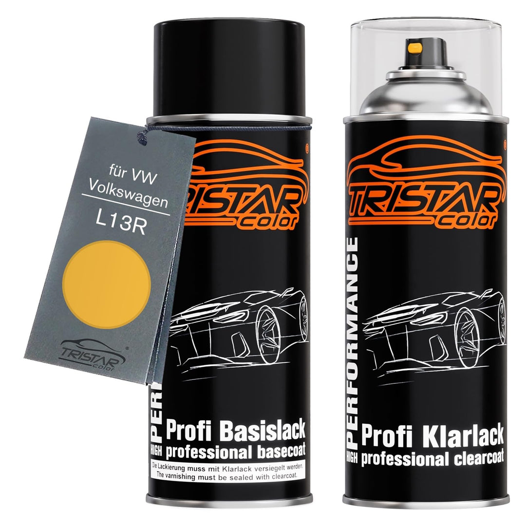 TRISTARcolor Autolack Spraydosen Set für VW/Volkswagen L13R Postgelb/Maisgelb Basislack Klarlack Spr