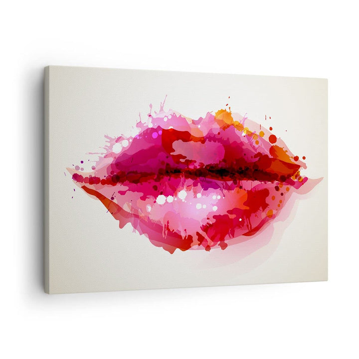 Bilder auf Leinwand Rote Lippen glänzend Lippe Glanz Leinwandbild 70x50cm Wandbilder Dekoration Wohn