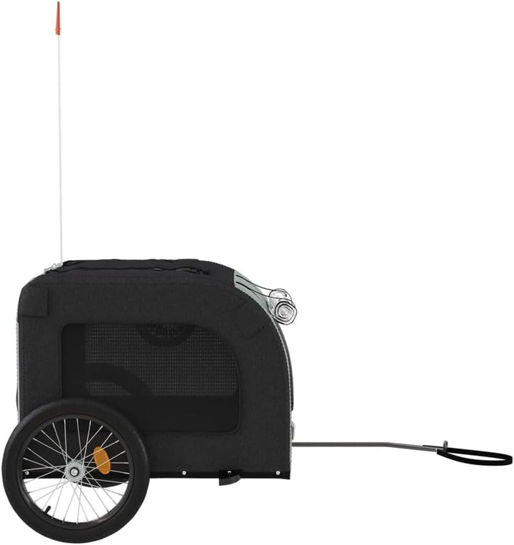 vidaXL Fahrradanhänger Hunde Schwarz und Grau Oxford-Gewebe und Eisen Schwarz und Grau 69 x 133.5 x