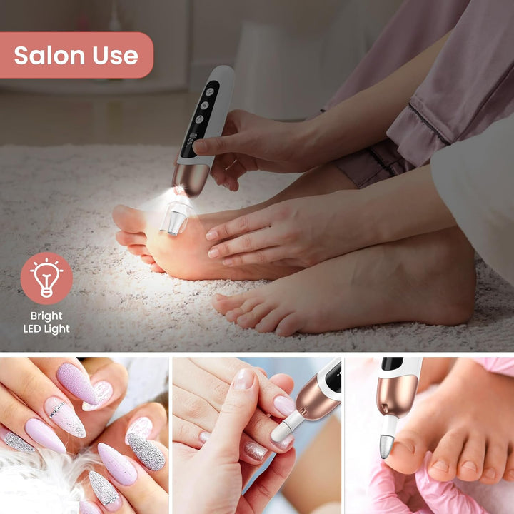 Maniküre/Pediküre Set, Nagelfräser, Kabellos Akku Elektrische Nagelfeile mit 6 Aufsätze zur Nagelpfl