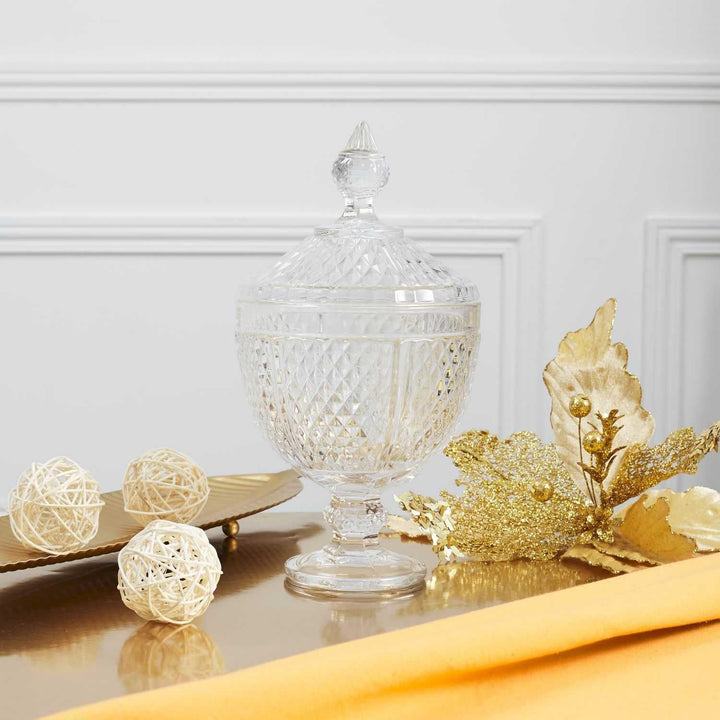 HOME DECO FACTORY, KA0543, Designer Candy Box in transparent Glass, Diamond Shape, ideal for Candies